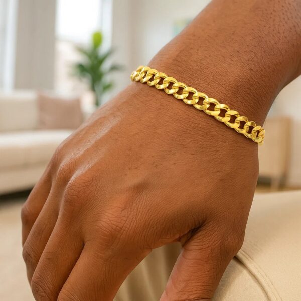 10k Yellow Gold Semi Solid Miami Cuban Bracelet (6.60 mm) - alternate view 4