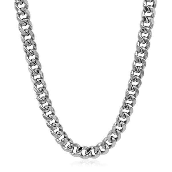 14k White Gold Miami Cuban Semi Solid Chain (5.50 mm) - alternate view 2