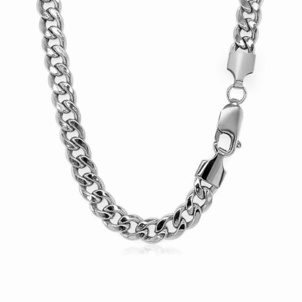 14k White Gold Miami Cuban Semi Solid Chain (5.50 mm) - alternate view 3