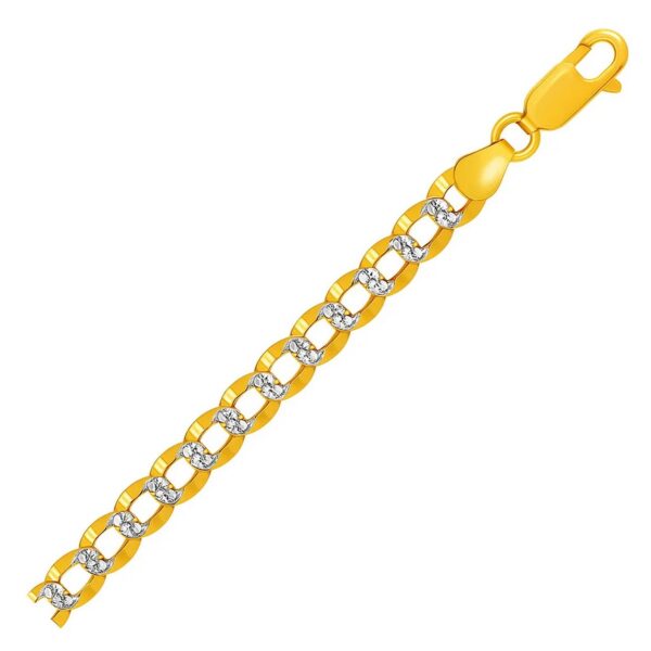 14k Two Tone Gold Pave Curb Bracelet (5.70 mm) - Two-Tone Gold