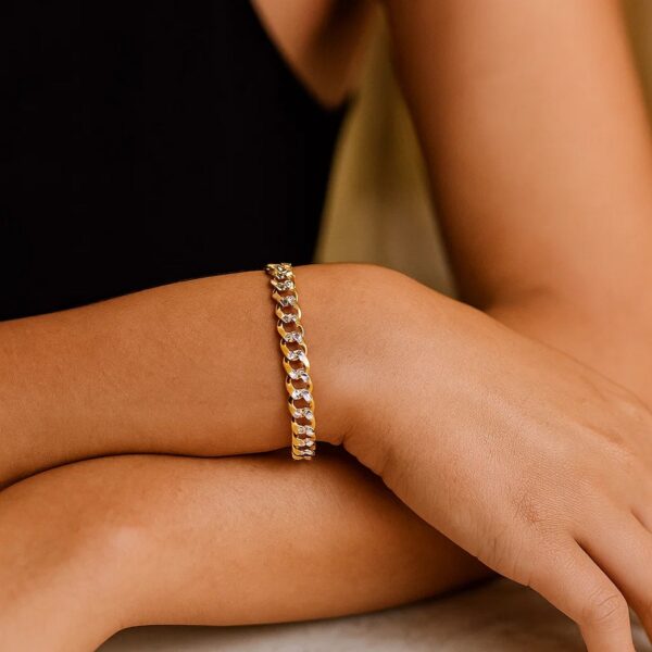 14k Two Tone Gold Pave Curb Bracelet (5.70 mm) - Two-Tone Gold - alternate view 2