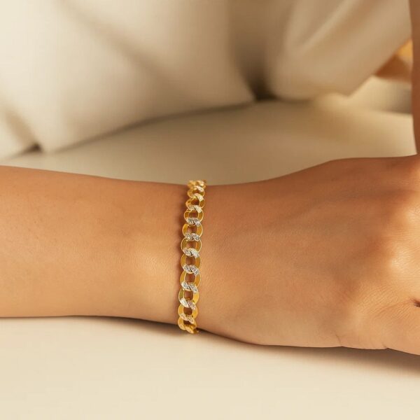 14k Two Tone Gold Pave Curb Bracelet (5.70 mm) - Two-Tone Gold - alternate view 3