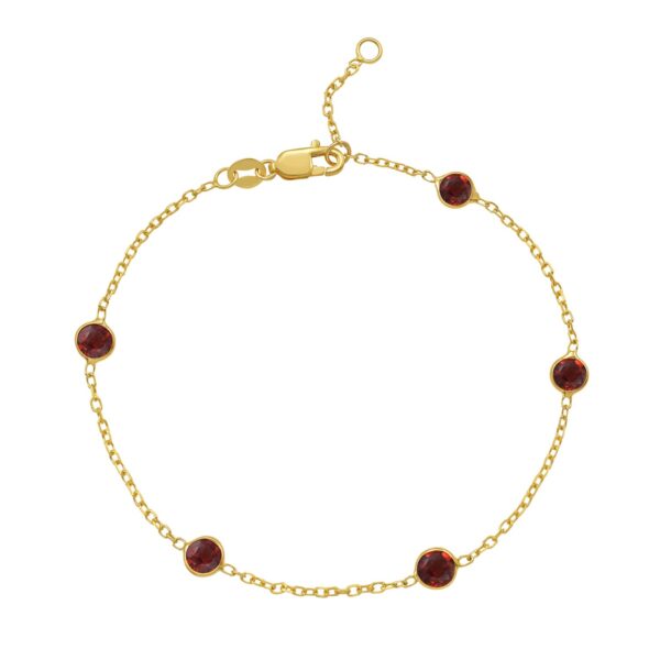 14K Yellow Gold Garnet Station Bracelet - alternate view 2
