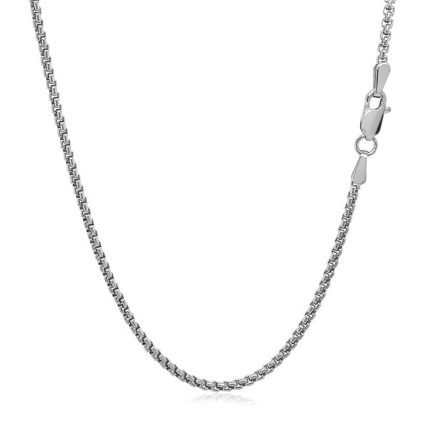 14k White Gold Solid Round Box Chain (1.60 mm) - alternate view 3
