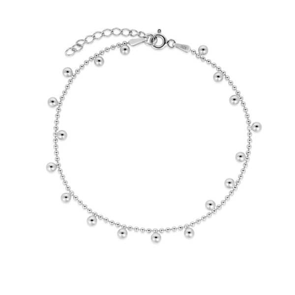 Sterling Silver Rhodium Plated Drop Bead Bracelet - alternate view 2