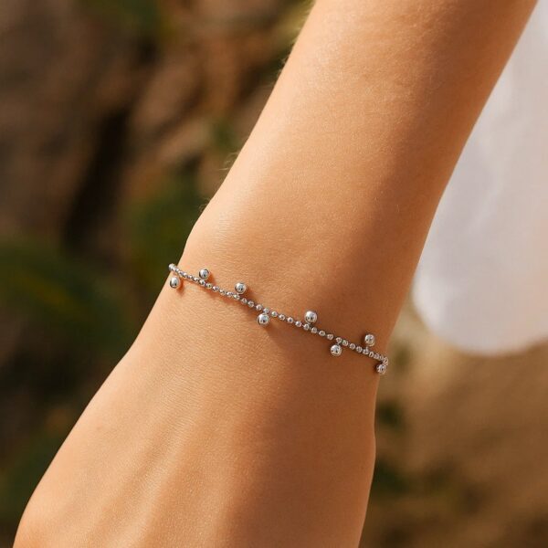 Sterling Silver Rhodium Plated Drop Bead Bracelet - alternate view 4