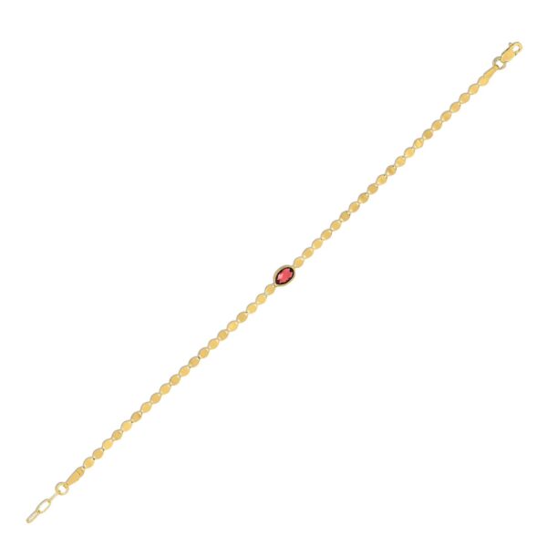 14K Yellow Gold Garnet Mirrored Chain Bracelet (2.20 mm)