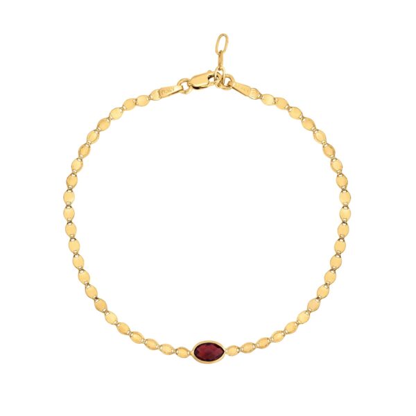 14K Yellow Gold Garnet Mirrored Chain Bracelet (2.20 mm) - alternate view 2
