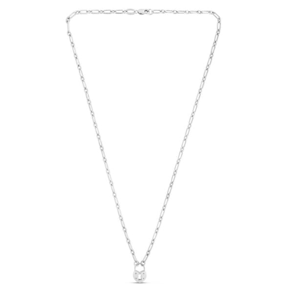Sterling Silver Rhodium Plated Pad Lock Necklace - alternate view 2
