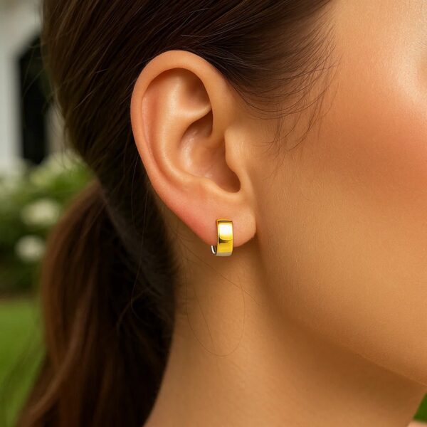 14k Two-Tone Gold Reversible Snuggable Style Earrings - alternate view 2