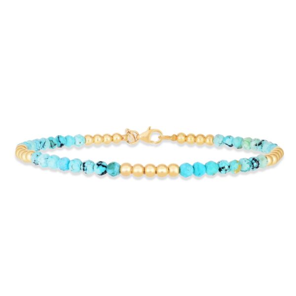 14K Yellow Gold Turquoise Pallina Bead Bracelet (3.00 mm) - alternate view 2