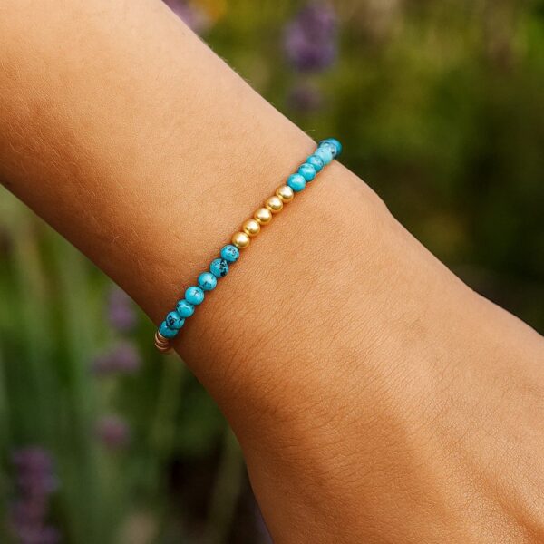 14K Yellow Gold Turquoise Pallina Bead Bracelet (3.00 mm) - alternate view 3