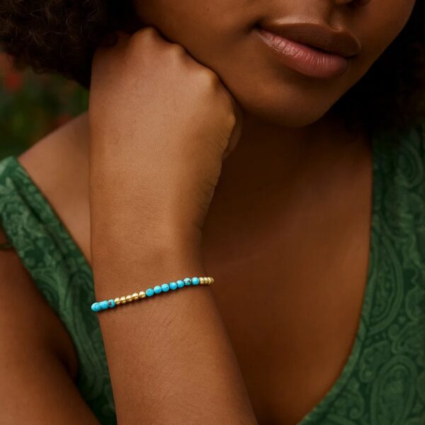 14K Yellow Gold Turquoise Pallina Bead Bracelet (3.00 mm) - alternate view 4