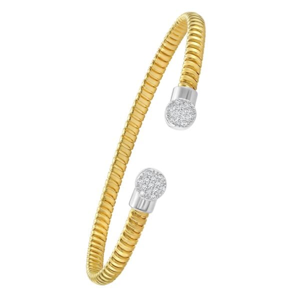 14K Yellow Gold Round End Tubogas Cuff Bangle (3.90 mm) - I