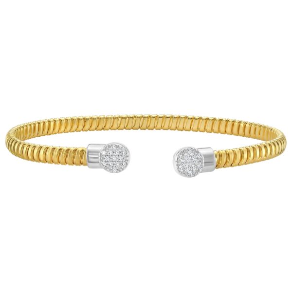 14K Yellow Gold Round End Tubogas Cuff Bangle (3.90 mm) - I - alternate view 2