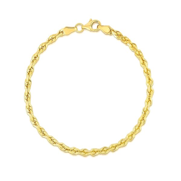 10k Yellow Gold Solid Diamond Cut Rope Bracelet (4.00 mm) - alternate view 2