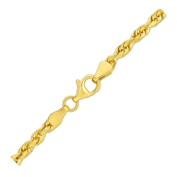 10k Yellow Gold Solid Diamond Cut Rope Bracelet (4.00 mm) - alternate view 3