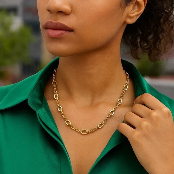 14K Yellow Gold Five and One Oval Link Chain Necklace - alternate view 5