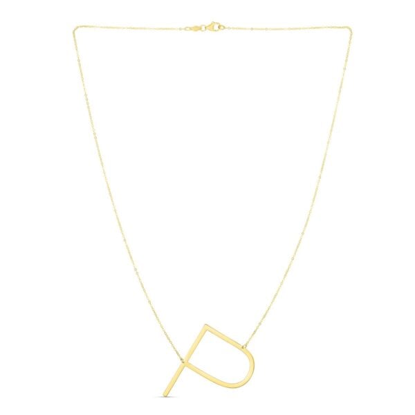 14K Yellow Gold Yours Truly Large Initial P Necklace - alternate view 2