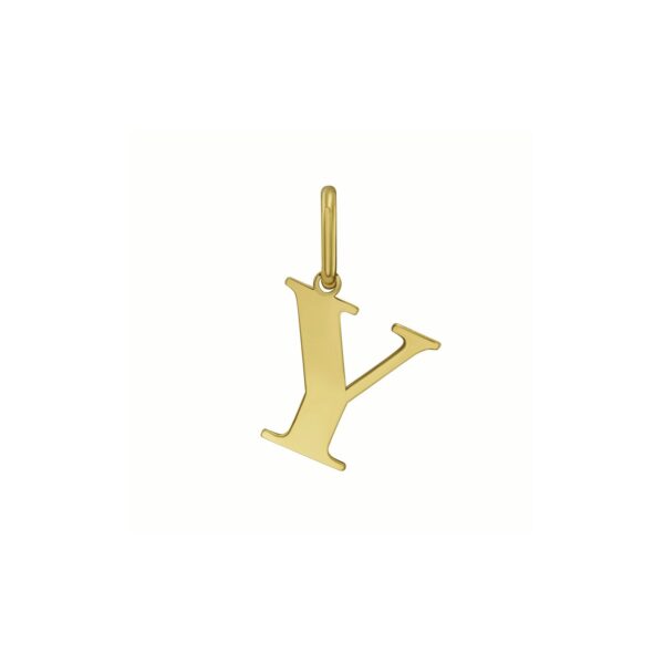 14K Yellow Gold Initial Y Charm Pendant