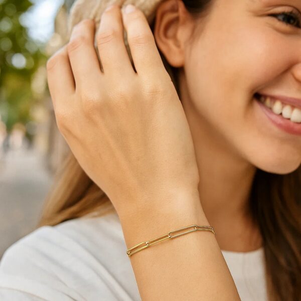 14k Yellow Gold Wire Paperclip Bracelet (2.70 mm) - alternate view 5