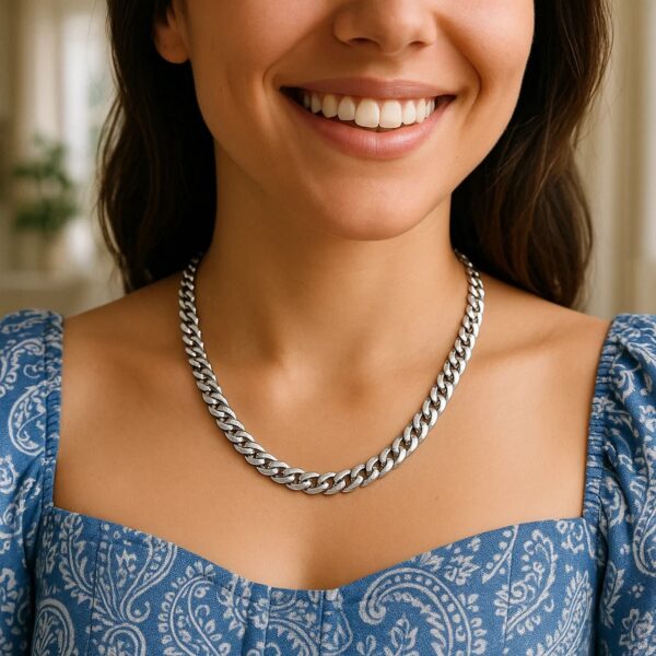 Sterling Silver Rhodium Plated Miami Cuban Chain (7.00 mm) - alternate view 3