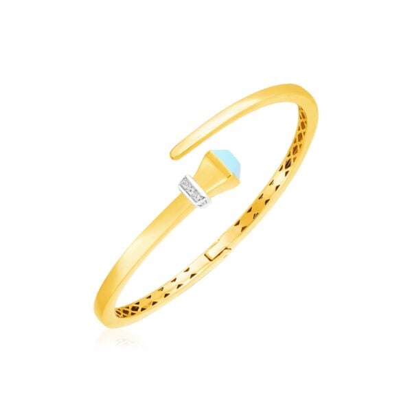 14k Yellow Gold Crossover Style Hinged Bangle Bracelet (3.40 mm) - J