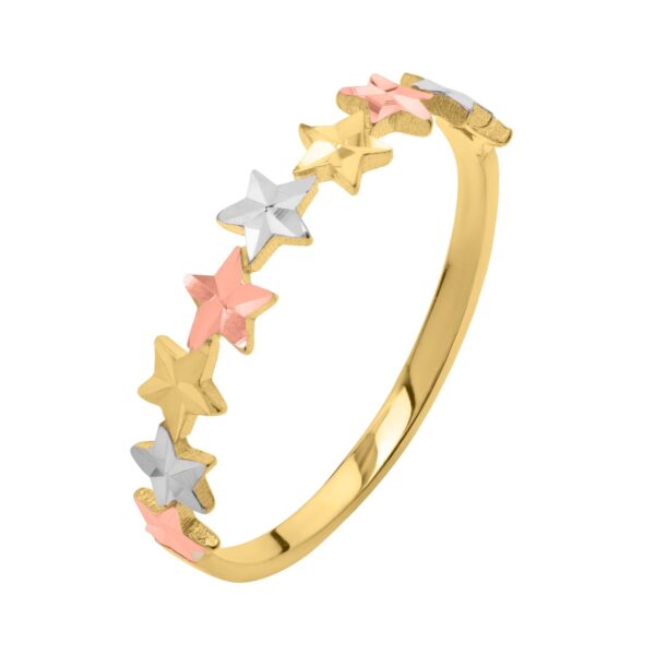 Tri color Star Ring in 10K Gold - Tri-Color Gold