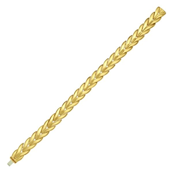 14K Yellow Gold Chevron Link Bangle (10.00 mm)