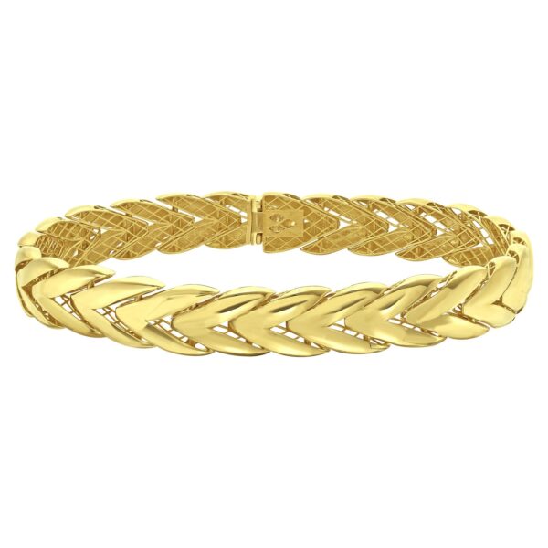 14K Yellow Gold Chevron Link Bangle (10.00 mm) - alternate view 2