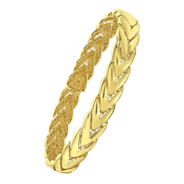 14K Yellow Gold Chevron Link Bangle (10.00 mm) - alternate view 3