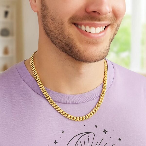 Sterling Silver Yellow Gold Plated Miami Cuban Chain (6.30 mm) - alternate view 3