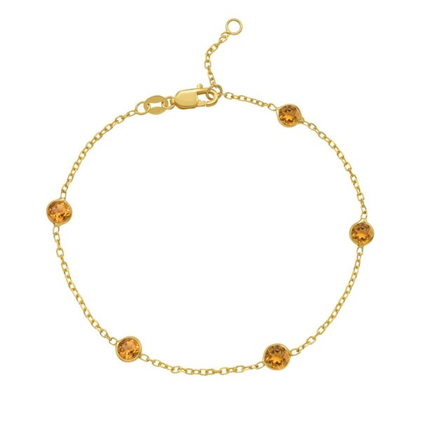 14K Yellow Gold Citrine Station Bracelet - alternate view 2