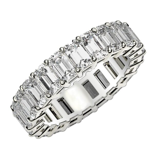 Emerald Cut Lab Grown Diamond Eternity Ring in 14k White Gold (4 cttw FG/VS2) - F-G