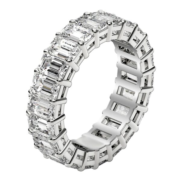 Emerald Cut Lab Grown Diamond Eternity Ring in 14k White Gold (4 cttw FG/VS2) - F-G - alternate view 4