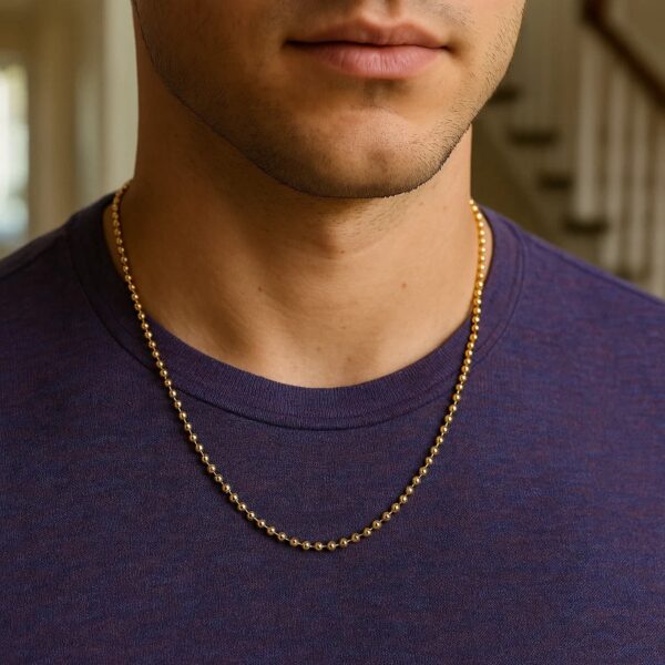 14k Yellow Gold Bead Chain (2.50 mm) - alternate view 4
