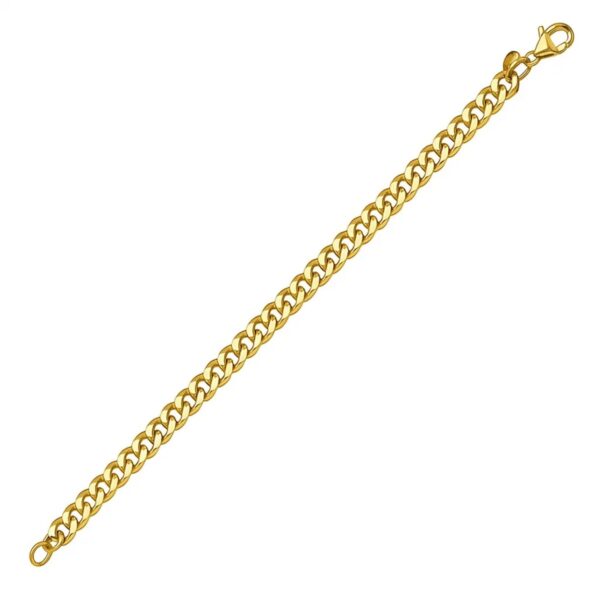 14K Yellow Gold Petite Faceted Cuban Link Chain Bracelet (4.50 mm) - alternate view 2