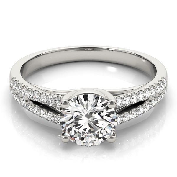 14k White Gold Split Shank Round Diamond Engagement Ring (1 1/8 cttw) - alternate view 2