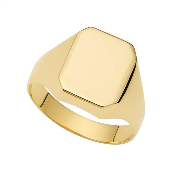 14K Yellow Gold Polished Rectangular Signet Ring - alternate view 2