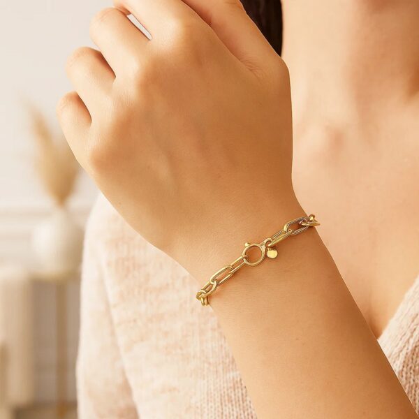 14K Yellow Gold Charm Lock Paperclip Chain Bracelet - alternate view 2