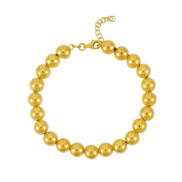 Polished 8mm Bead Bracelet in 14K Yellow Gold (8.00 mm) - alternate view 2
