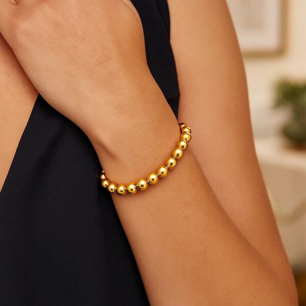 Polished 8mm Bead Bracelet in 14K Yellow Gold (8.00 mm) - alternate view 5