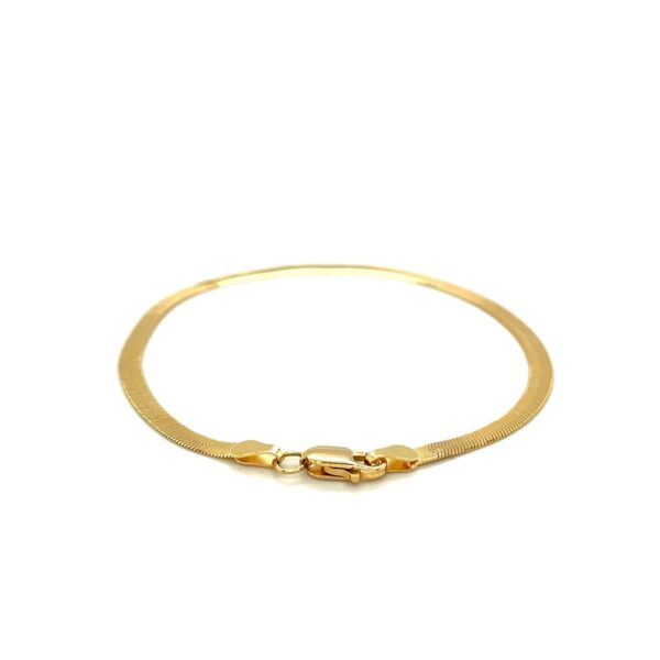 1.5mm 14k Yellow Gold Super Flex Herringbone Anklet - alternate view 5
