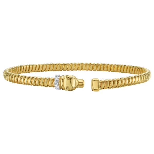 14K Yellow Gold Tubogas Panther Cuff with Diamonds (3.90 mm) - alternate view 2