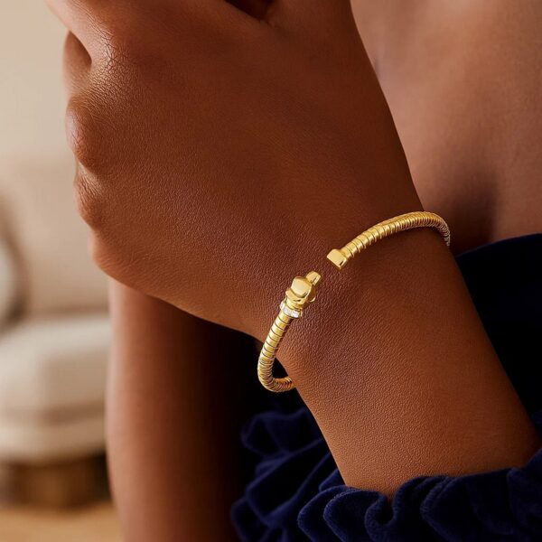 14K Yellow Gold Tubogas Panther Cuff with Diamonds (3.90 mm) - alternate view 4