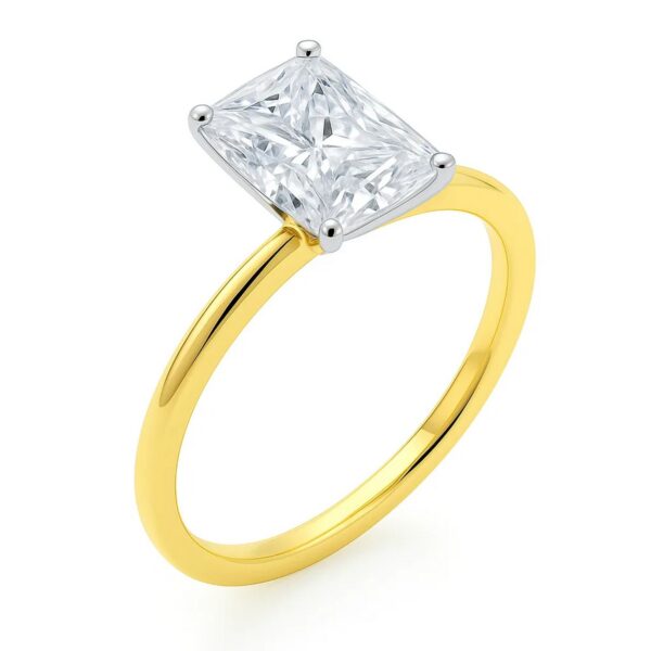 3 Carat Radiant Lab Grown IGI G/VS1 Diamond Solitaire Ring in 10K Yellow Gold - alternate view 2