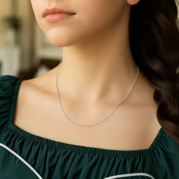 14k White Gold Machine Rope Chain (0.95 mm) - alternate view 3