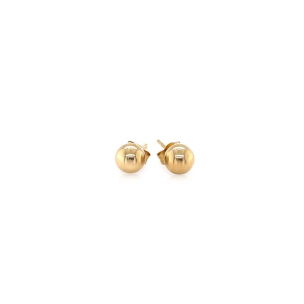 14k Yellow Gold Round Stud Earrings (5mm) - alternate view 2