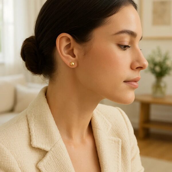 14k Yellow Gold Round Stud Earrings (5mm) - alternate view 4