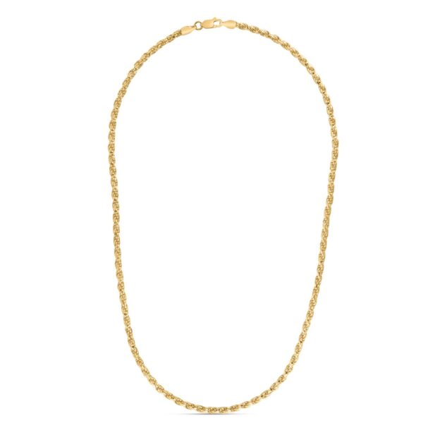 Sterling Silver Yellow Gold Plated Diamond Cut Royal Rope Chain (3.60 mm) - alternate view 2